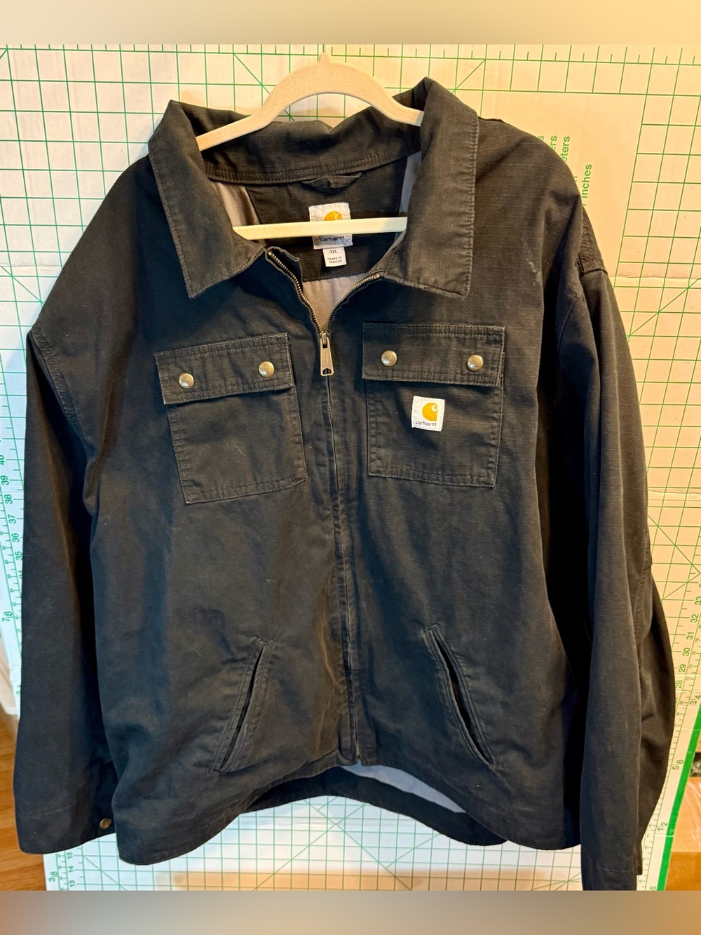 Carhartt Mens 4XL Black Ripstop Utility Work Jacket 100257 Full Zip 4-Pocket Rug